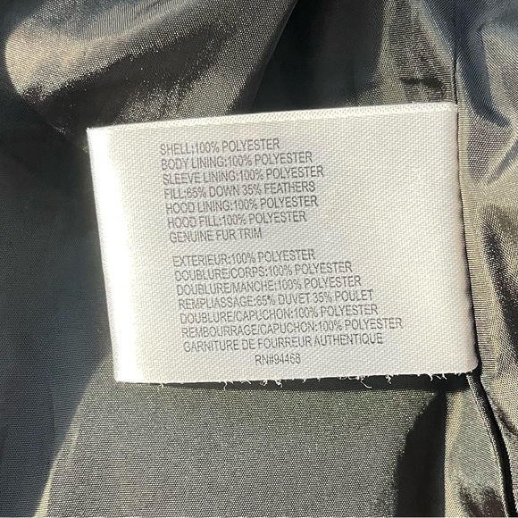 Laundry Black puffer jacket fur hood large - Picture 3 of 8